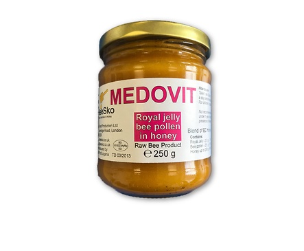 BeeSko Medovit Български мед смесен с пчелно млечице и полен 250 мл