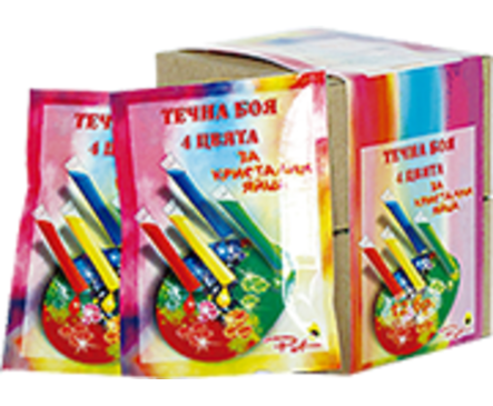 Пет Течна боя 4 цвята за кристални яйца 10 г