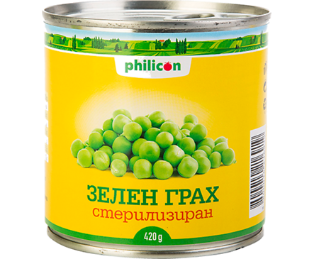 Филикон стерилизиран зелен грах 420 г