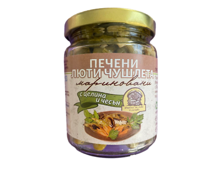 Мариновани печени люти чушки с целина и чесън Поликраище 275 г